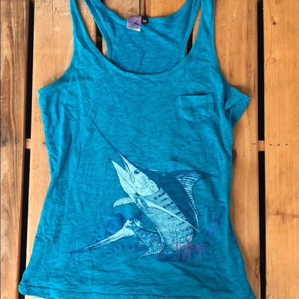 MEDIUM GUY HARVEY BLUE TANK TOP!!